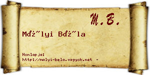Mályi Béla névjegykártya